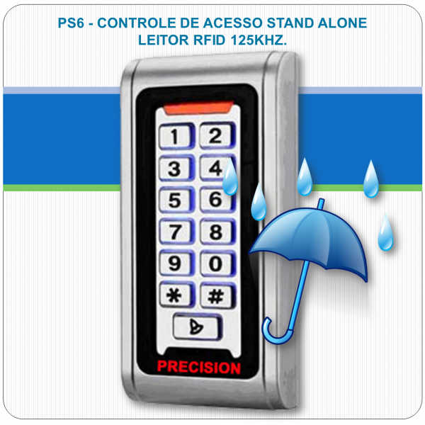 Controle de Acesso RFID e senha PS6 - A prova dágua