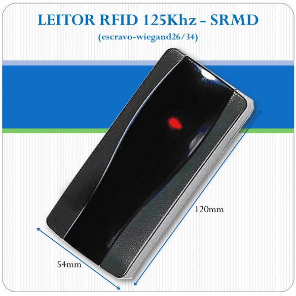 Leitor de RFID slave - SRMD - 125Khz (26/34bits)