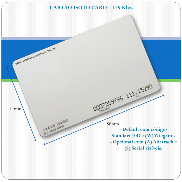 Cartão de Proximidade - ISO - 125Khz.