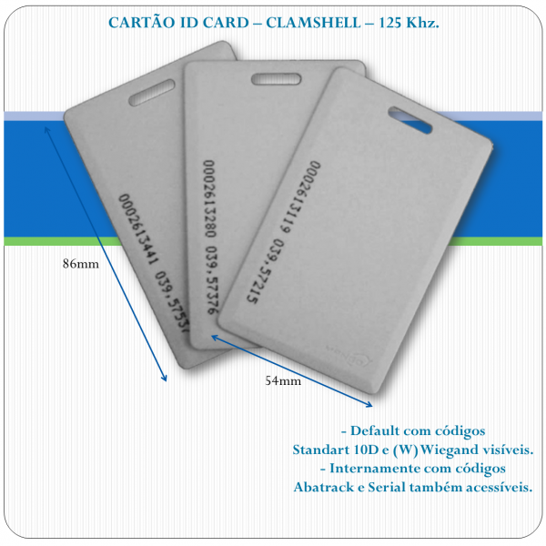 Cartão de Proximidade - CLAMSHELL - 125Khz.