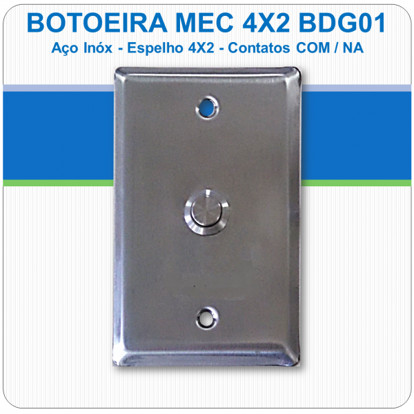 Botoeira Mecânica de Embutir NA-C - Aço Inóx 4x2 - BDG01
