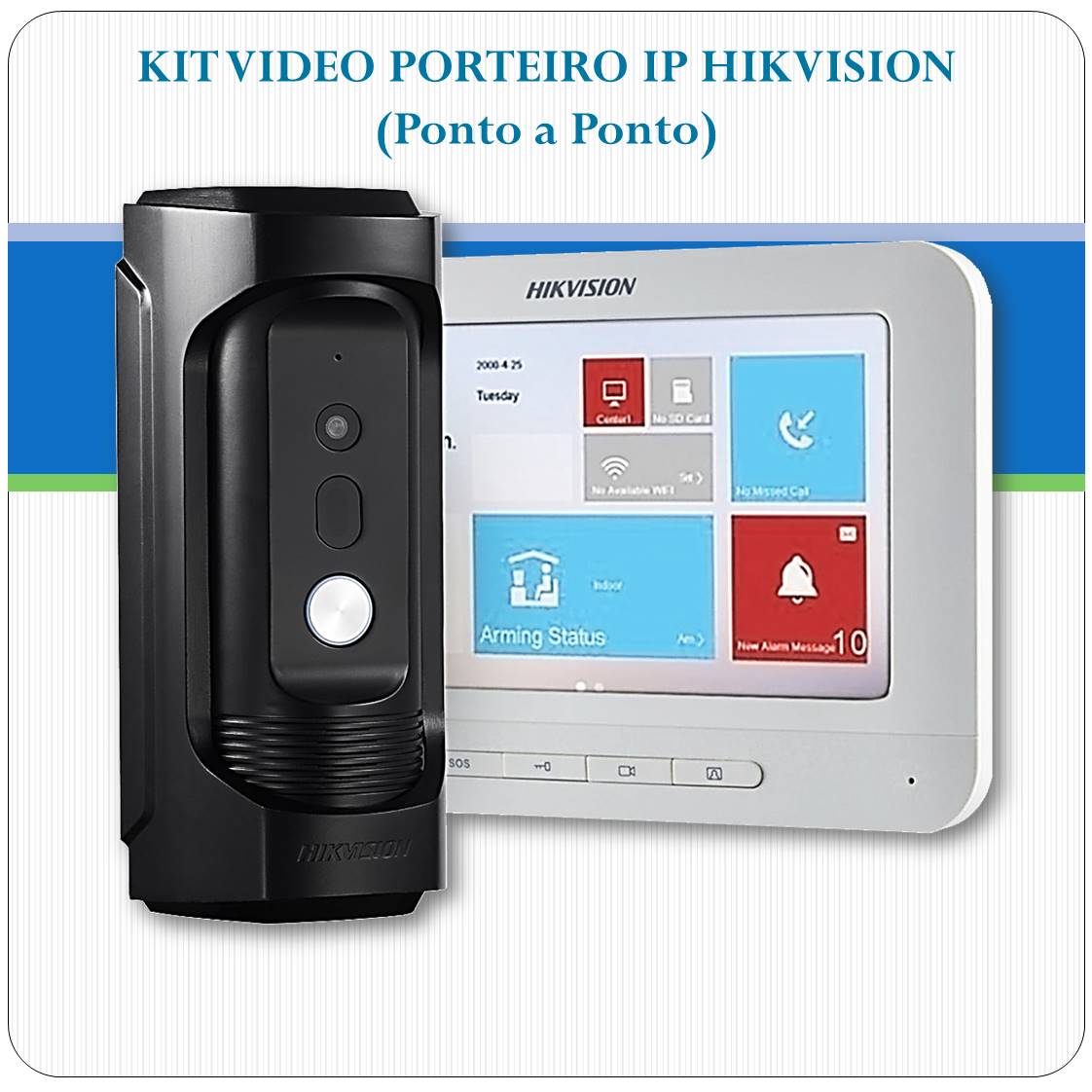 Kit Vídeo Porteiro IP Hikvision Antivandalismo - DS-KB8112-IM