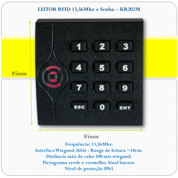 Leitor de RFID slave - KR202M - 13,56Mhz
